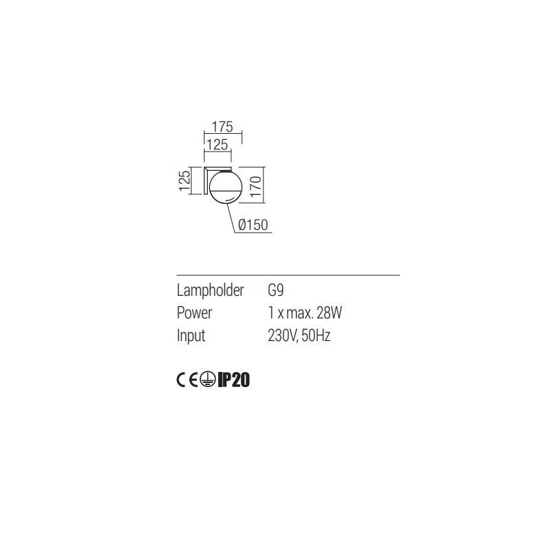 BERRY APPLIQUE A SFERA D15 CM IN METALLO CROMO O ORO LAMPADINA ATTACCO G9 DESIGN MODERNO