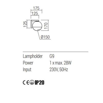 BERRY APPLIQUE A SFERA D15 CM IN METALLO CROMO O ORO LAMPADINA ATTACCO G9 DESIGN MODERNO