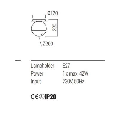 BERRY PLAFONIERA SFERICA D20 CM METALLO CROMO O ORO LAMPADINA ATTACCO E27 DESIGN MODERNO