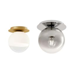 BERRY PLAFONIERA SFERICA D20 CM METALLO CROMO O ORO LAMPADINA ATTACCO E27 DESIGN MODERNO