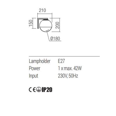 BERRY APPLIQUE A SFERA D18 CM IN METALLO CROMO O ORO LAMPADINA ATTACCO E27 DESIGN MODERNO
