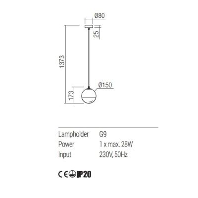BERRY PICCOLA SOSPENSIONE A SFERA D15 CM METALLO CROMO O ORO LAMPADINA ATTACCO G9 DESIGN MODERNO